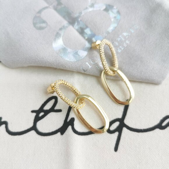 Alicia Bonnie Linked Hoop Earrings - Sparkling Symphony - White Crystal Gold - Picture 2 of 3